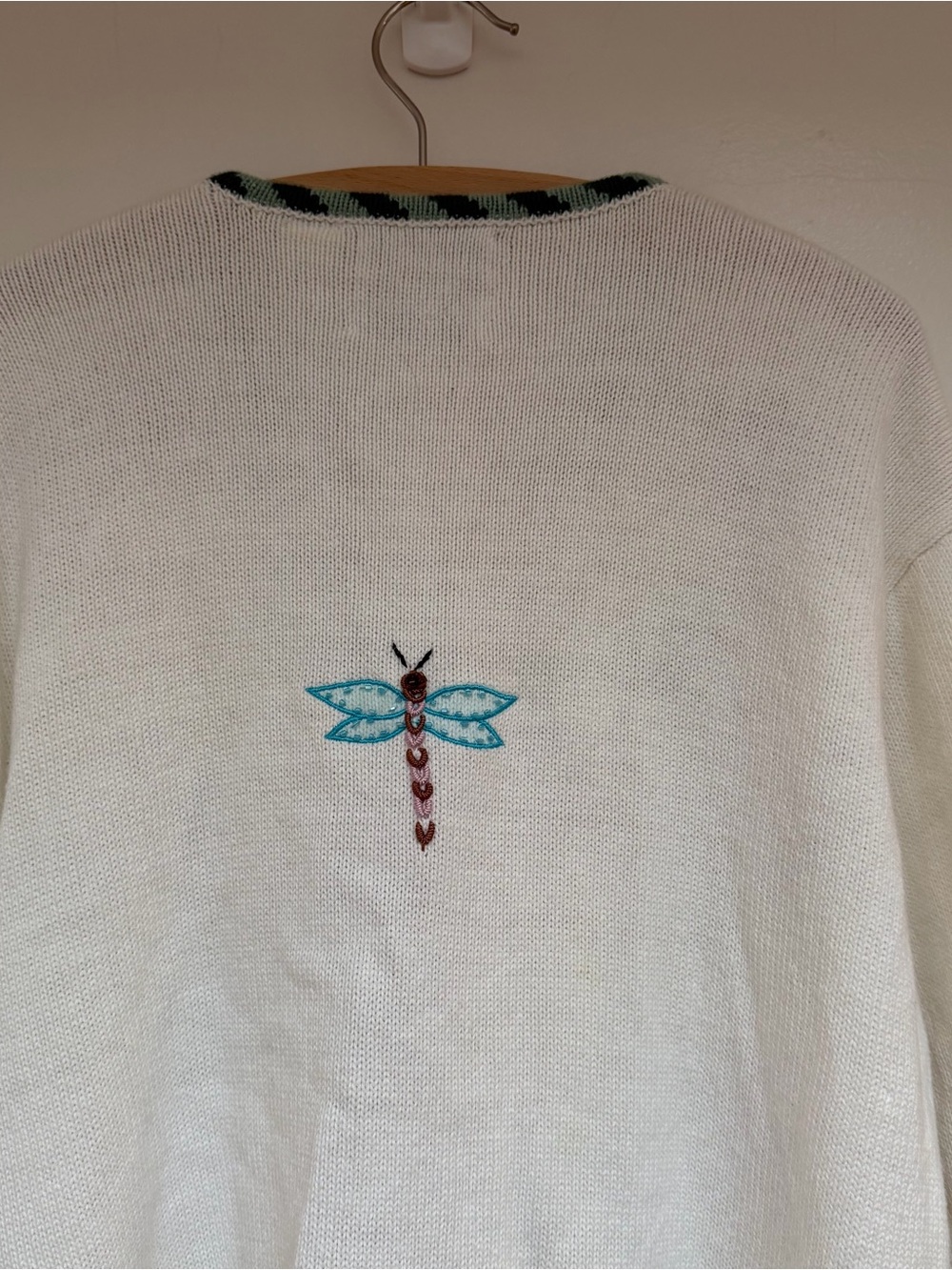 Storybook Knits White Cardigan with Multicolor Floral & Bug Embroidery - Picture 5 of 5